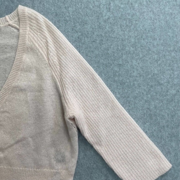 360 Cahmere Skull Cashmere Cardigan Women Medium Pink Long Sleeve V-Neck Sweater - Picture 4 of 15